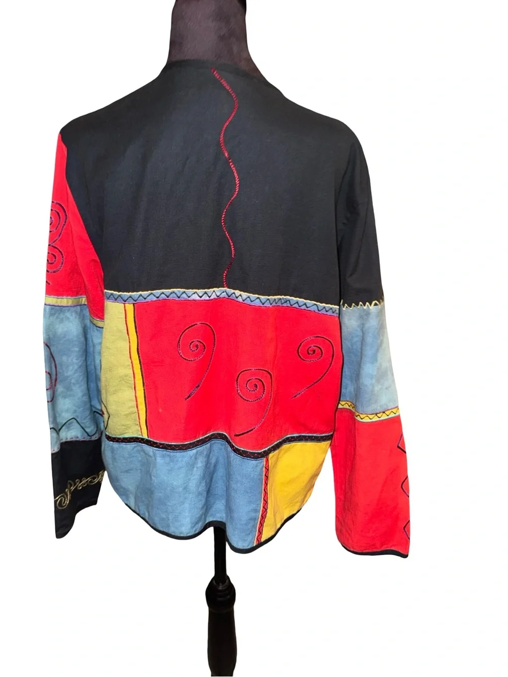 Vintage 90s Art-to-wear Patchwork embroidered Jacket/Women's Sz XL